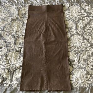 Zero + Maria Cornejo Taupe Leather Skirt in Brown